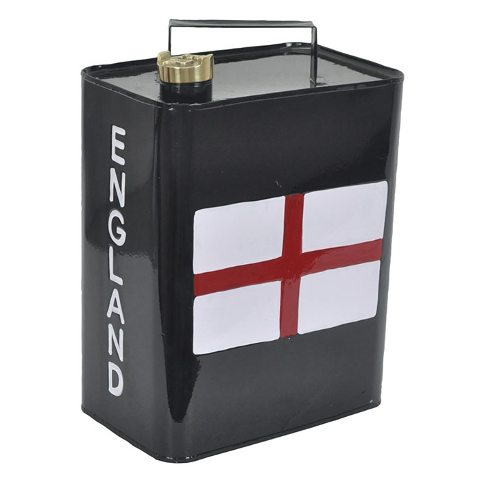 St George England Flag Black Oil Can 33cm